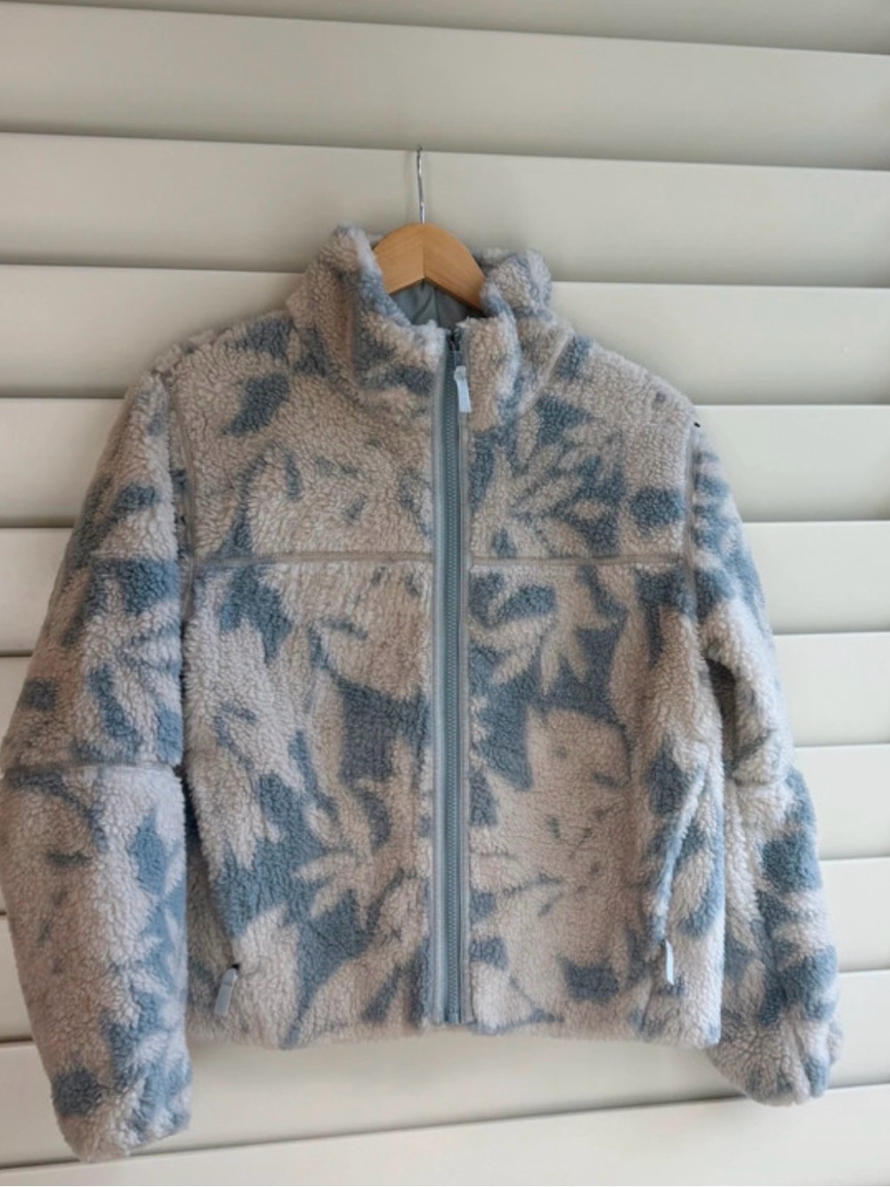 Patagonia Kids Faux-Sherpa Floral Jacket - Blue & Cream